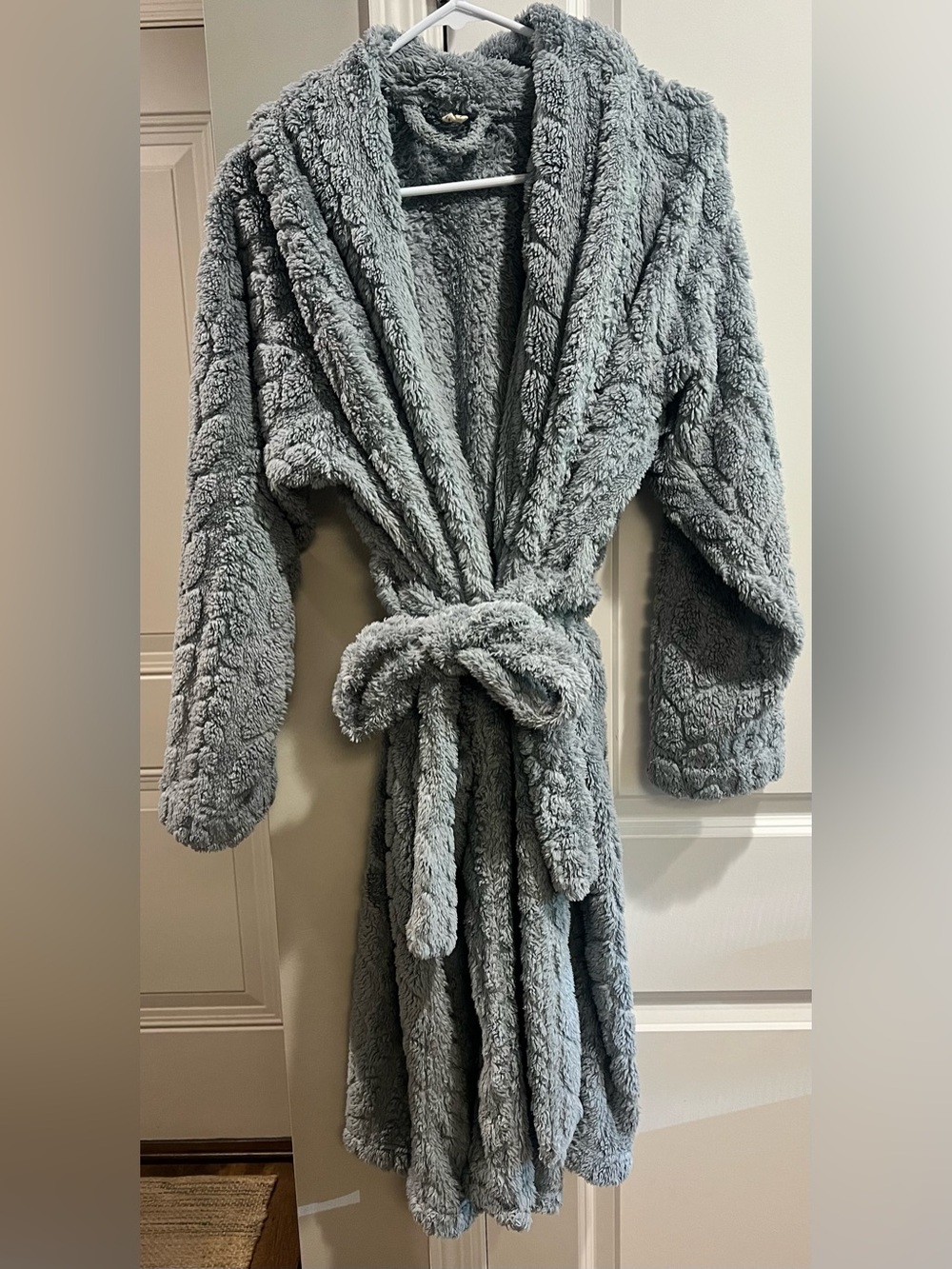 Pottery Barn Plush Bathrobe in BlueGray